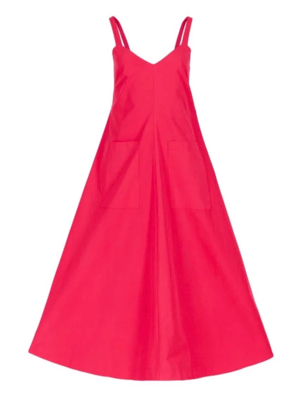 Rosie Assoulin Sleeveless Pink V-Neck Midi Dress with Front Pockets